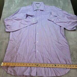 XMI Classic Mens Cotton Dress Shirt Sz 17 Long Lavender Button Front‎